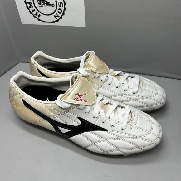 Mizuno GHOST Striker Elite Real Leather Gold Silver Men Sz 10.5 Preowned Vintage main image 5